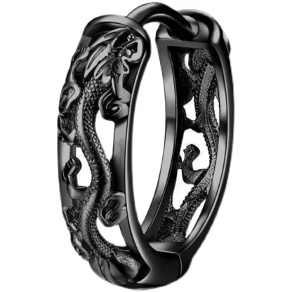 Hollow Out Earrings with Dragon Carved Design - Image 2