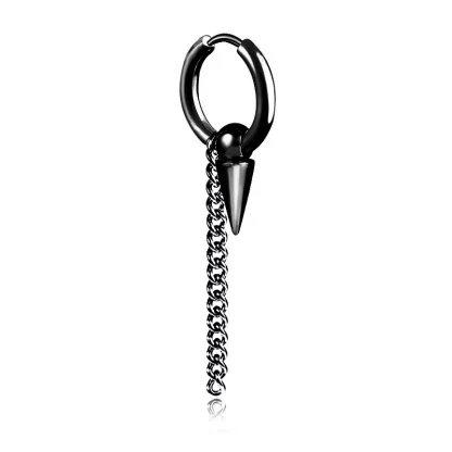 Chain Hoop Earrings with Bar Dangle Design - Image 8