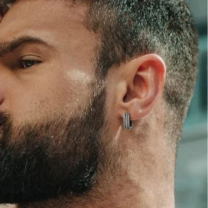 Thick Huggie Earring with Embossed Design - Image 13