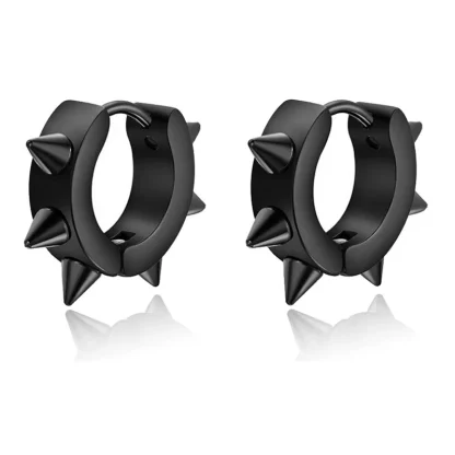 Punk Hoop Earrings with Spike Design