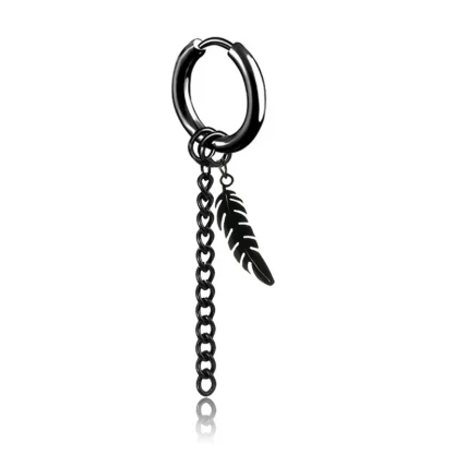 Chain Hoop Earrings with Bar Dangle Design - Image 6