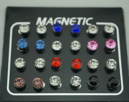 Magnetic Earrings with Rhinestone-like Design - Image 3