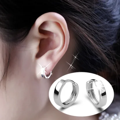 Sleek Hoop Earrings with Shiny Design - Image 2