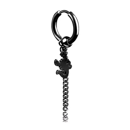 Chain Hoop Earrings with Bar Dangle Design - Image 9