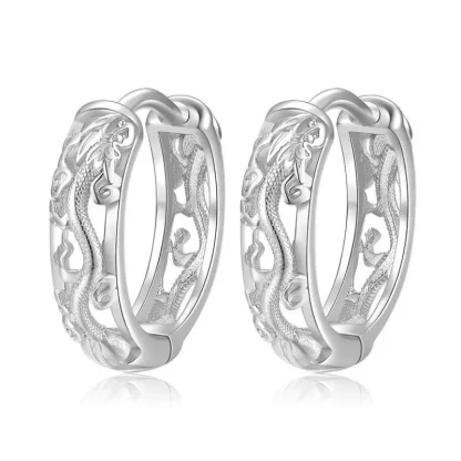 Hollow Out Earrings with Dragon Carved Design - Image 4