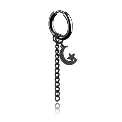 Chain Hoop Earrings with Bar Dangle Design - Image 5