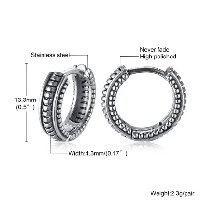 Thick Huggie Earring with Embossed Design - Image 15