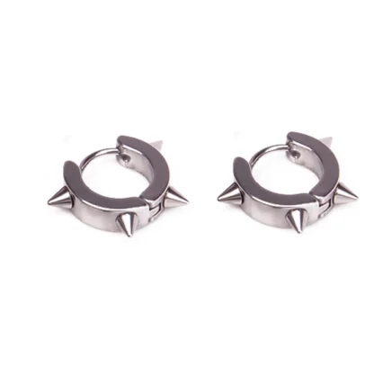 Punk Hoop Earrings with Spike Design - Image 13