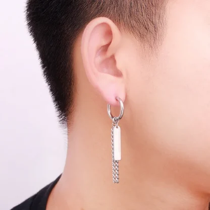 Chain Earrings with Fish Bone Dangle - Image 5