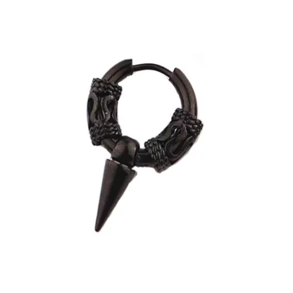 Gothic Hoop Earrings with Intricate Design - Image 3