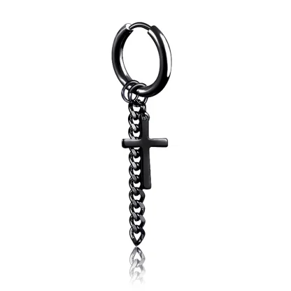 Chain Hoop Earrings with Bar Dangle Design - Image 7