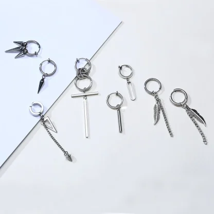 Spike Dangle Huggie Hinged Earrings - Image 4