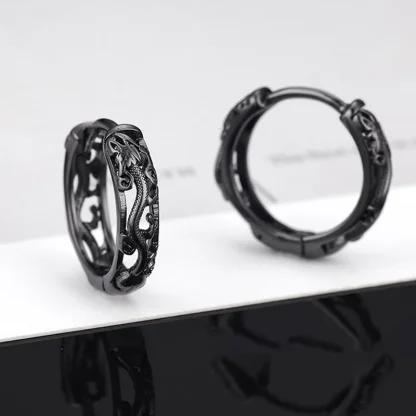 Hollow Out Earrings with Dragon Carved Design - Image 3
