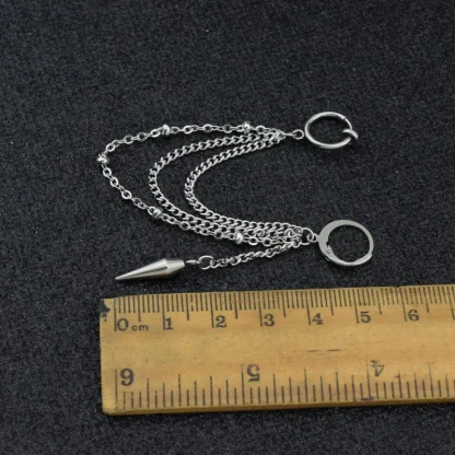 Multilayered Connecting Chain Earrings - Image 9