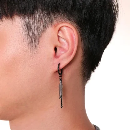 Boho-style Earrings with Feather Shape Charm - Image 5