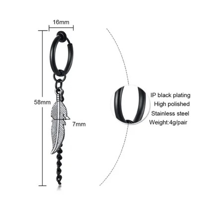 Boho-style Earrings with Feather Shape Charm - Image 14