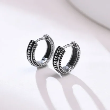 Thick Huggie Earring with Embossed Design