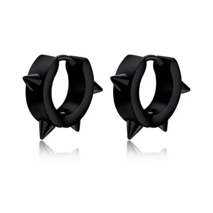 Punk Hoop Earrings with Spike Design - Image 12