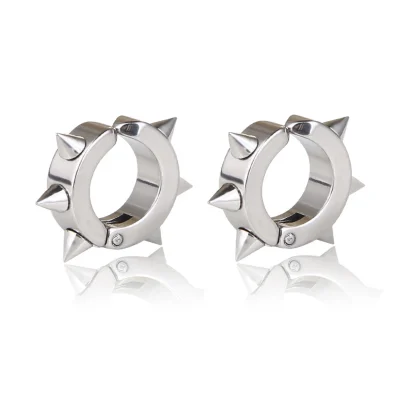 Punk Hoop Earrings with Spike Design - Image 9