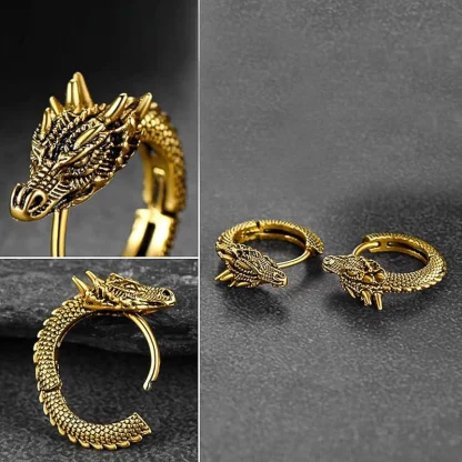 Statement Hoop Earrings with Dragon Design - Image 7