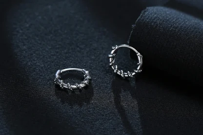 Thick Huggie Earring with Embossed Design - Image 12
