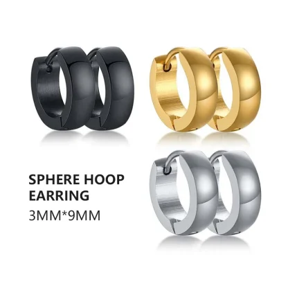 Minimalist Hoop Earrings with Thick Design - Image 14