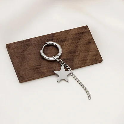 Hoop Earrings with Hanging Cross and Chain - Image 5