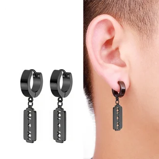 Hoop Earrings with Blade Shaped Tangle