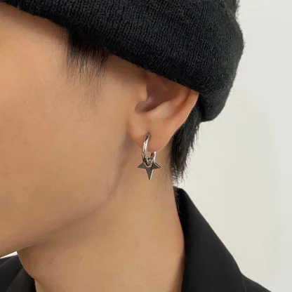 Hoop Hip Hop Earrings with Star Design