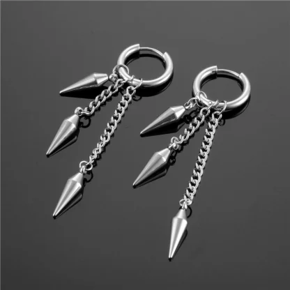 Bold Huggie Earrings with Bar Dangle - Image 8
