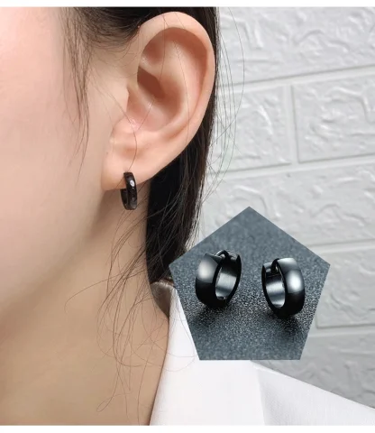 Minimalist Hoop Earrings with Thick Design - Image 10