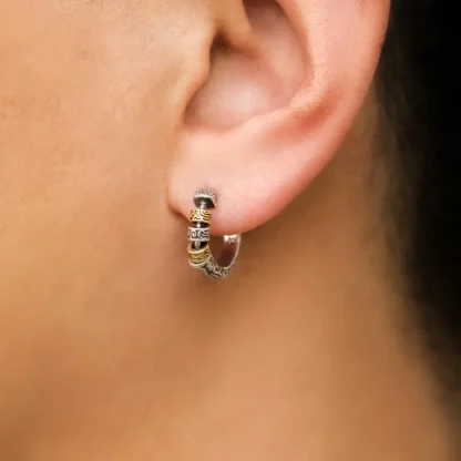 Intricate Hoop Earrings with Carved Design - Image 5