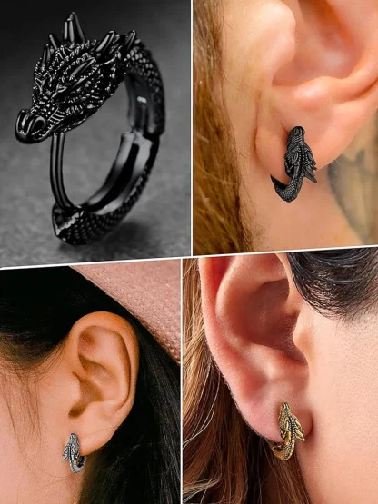 Statement Hoop Earrings with Dragon Design - Image 10