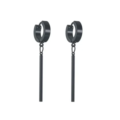 Black Dangle Earrings with Star and Bar Design - Image 5