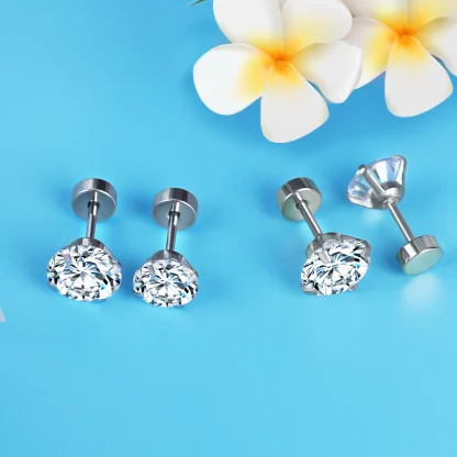 Luxurious Stud Earrings with Diamond-like Decor - Image 2