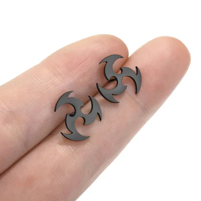 Spiral Dart Stud Earrings with Plain Color - Image 5