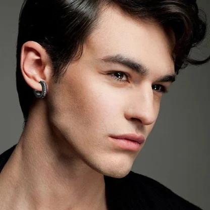 Huggie Earrings with Crystal-like Design - Image 3