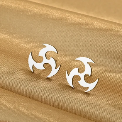 Spiral Dart Stud Earrings with Plain Color - Image 2