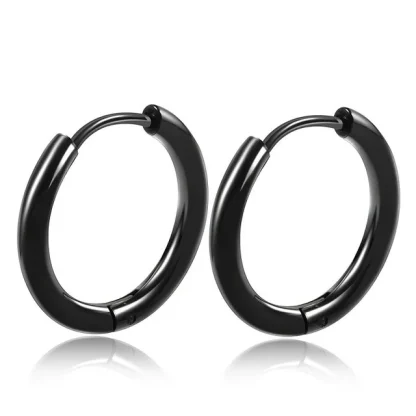Round Elegant Hoop Earrings with Shiny Finish - Image 4