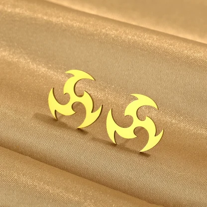Spiral Dart Stud Earrings with Plain Color - Image 3
