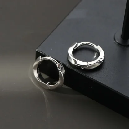 Small Hoop Earrings with Twisted Decor - Image 4