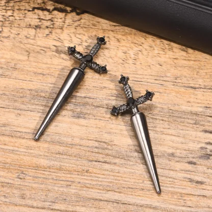 Gothic Sword Shaped Earrings for Men - Image 4