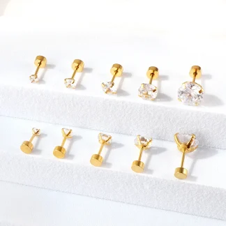 Luxurious Stud Earrings with Diamond-like Decor
