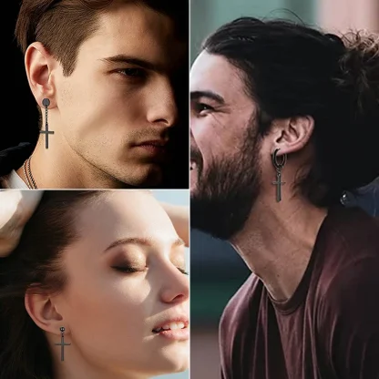 Simple Black Huggie Earrings for Men and Women - Image 4