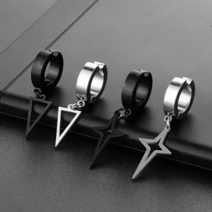 Clip-On Earring with Hollow Out Spike Pendant - Image 3