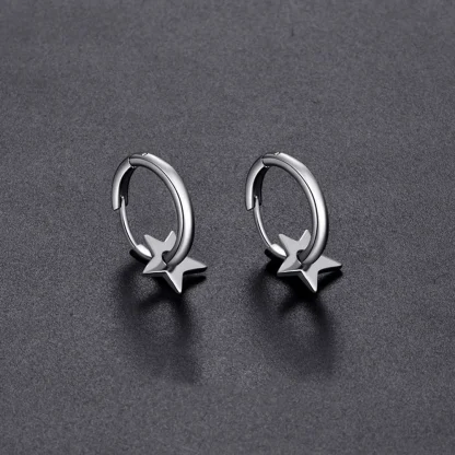 Hoop Hip Hop Earrings with Star Design - Image 4