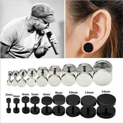Dumbbell Stud Earrings with Shiny Design - Image 7