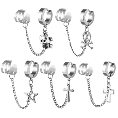 Chain Earrings with Doubled Cross Design - Image 11