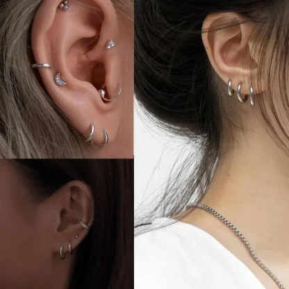Round Elegant Hoop Earrings with Shiny Finish - Image 5