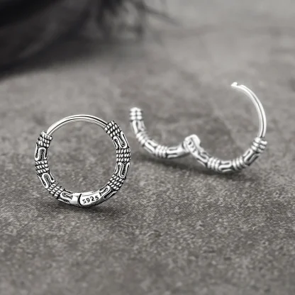 Huggie Earrings with Decorative Pattern - Image 2